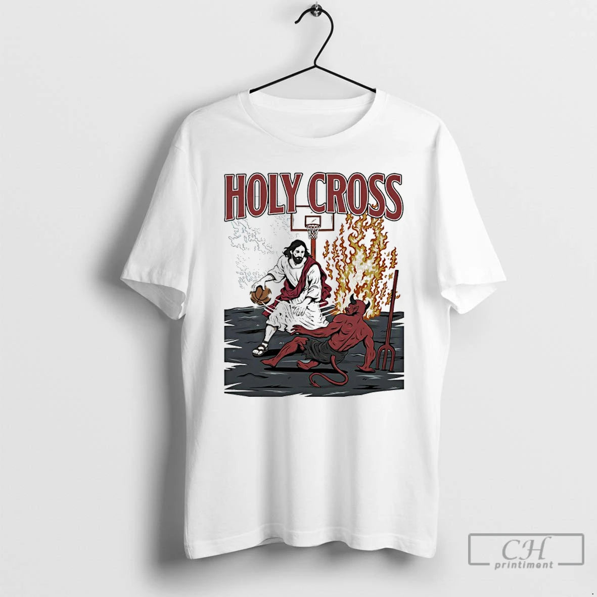 Classic Jesus Vs Devil Holy Cross Basketball
