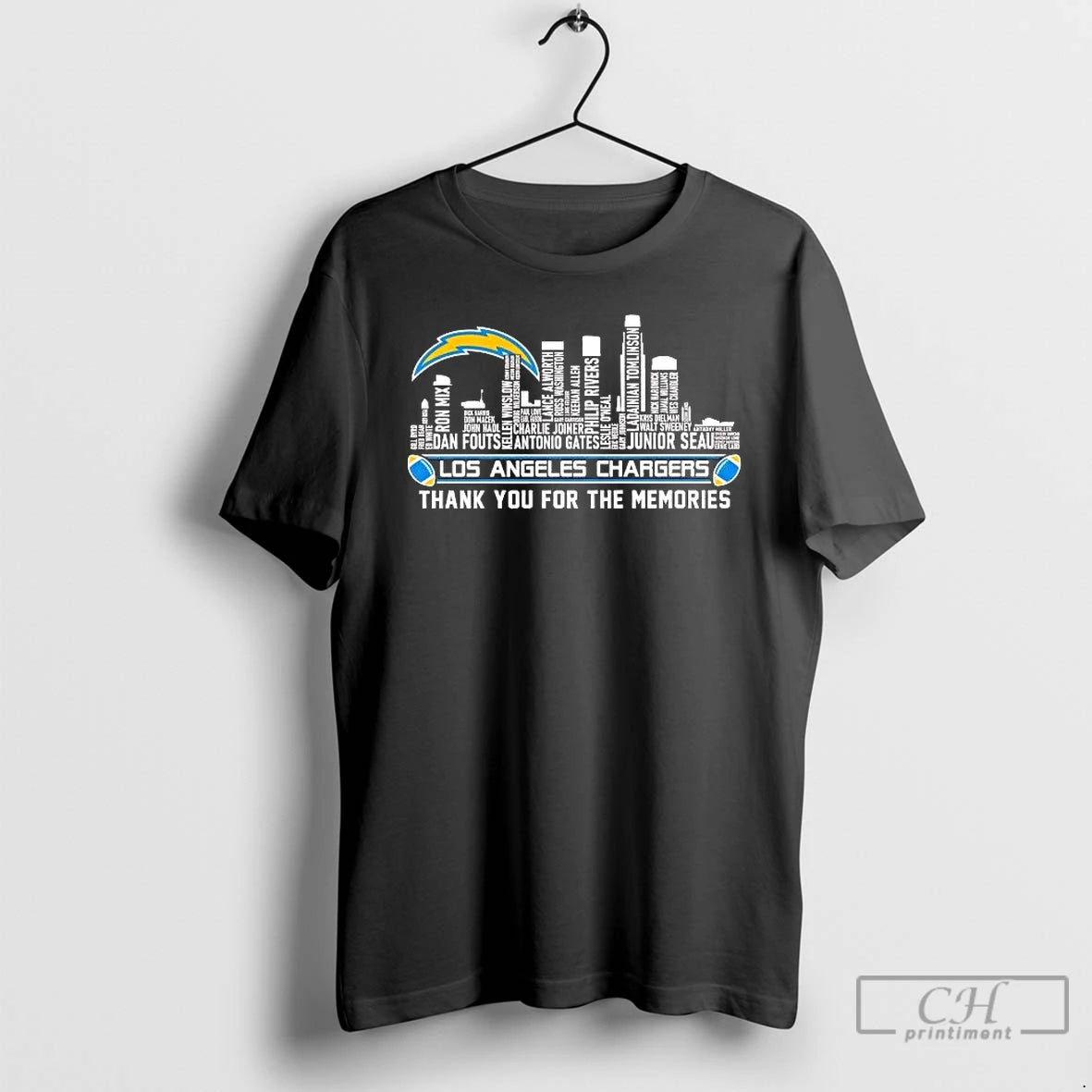 Classic Los Angeles Chargers City Players Names Thank You For The Memories T Shirts Sweater