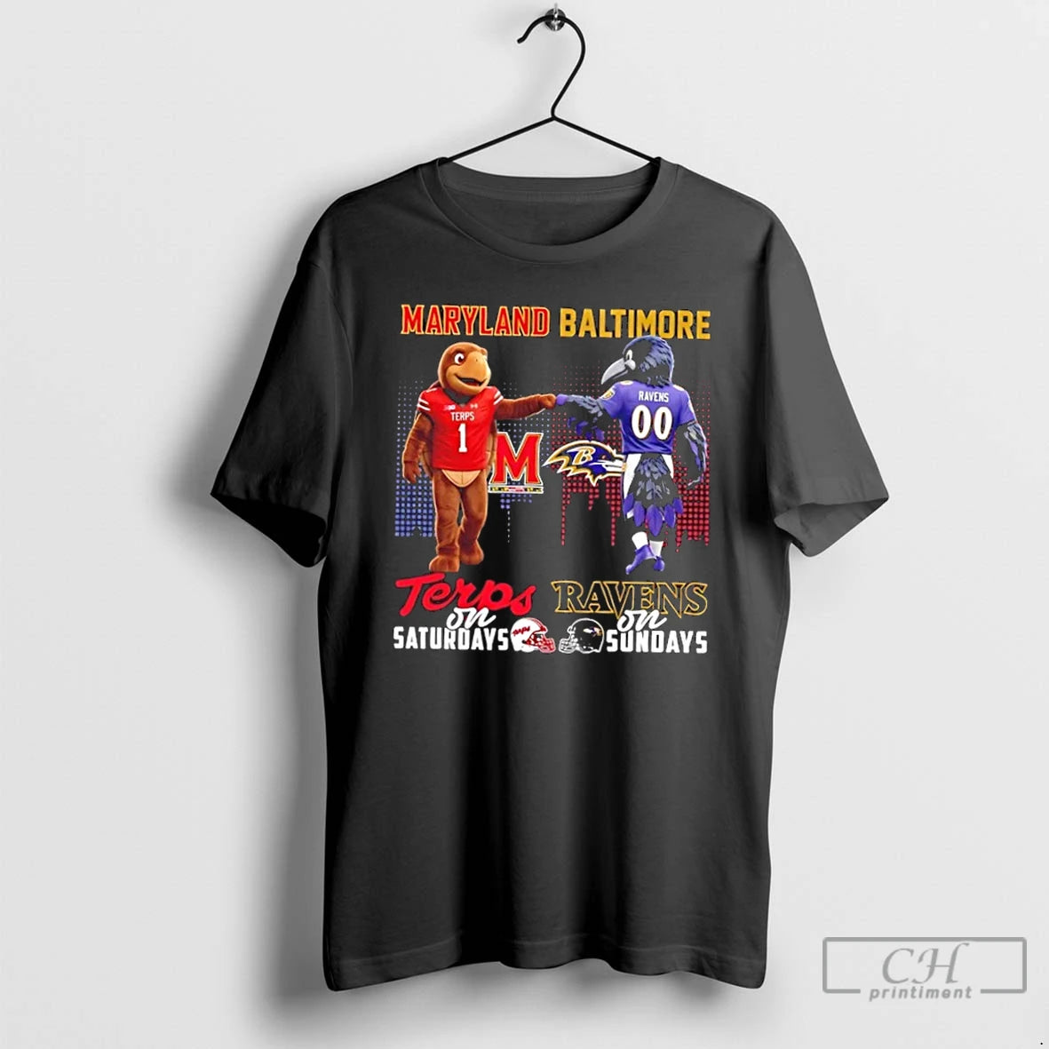Classic Mascots Maryland Terrapins On Saturdays X Baltimore Ravens On Sundays Skyline T Shirts Sweater