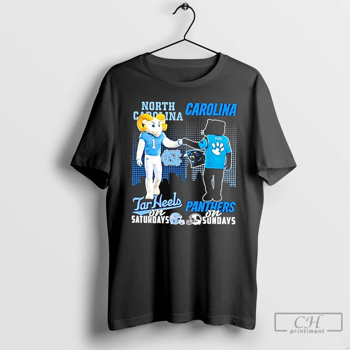 Classic Mascots North Carolina Tar Heels On Saturdays X Carolina Panthers On Sundays Skyline