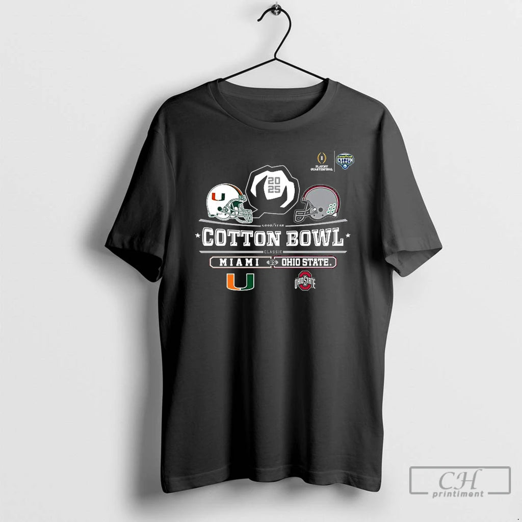 Classic Miami Vs Ohio State 2025 Cotton Bowl Helmet Logo December 31 T Shirts Sweater