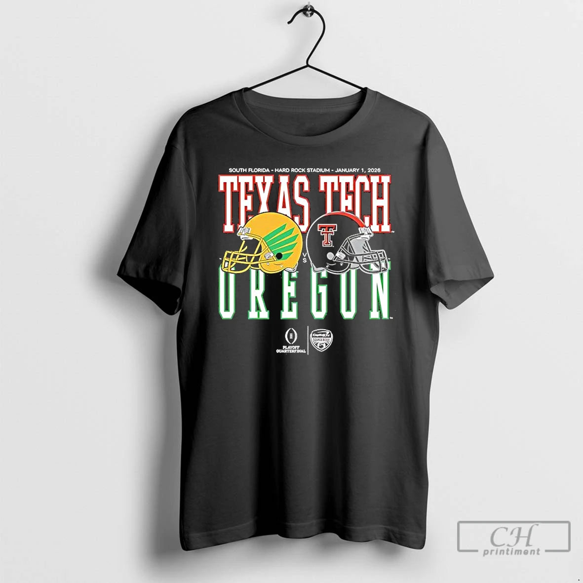 Classic Oregon Vs Texas Tech 2026 Capital One Orange Bowl Helmet Matchup T Shirts Sweater