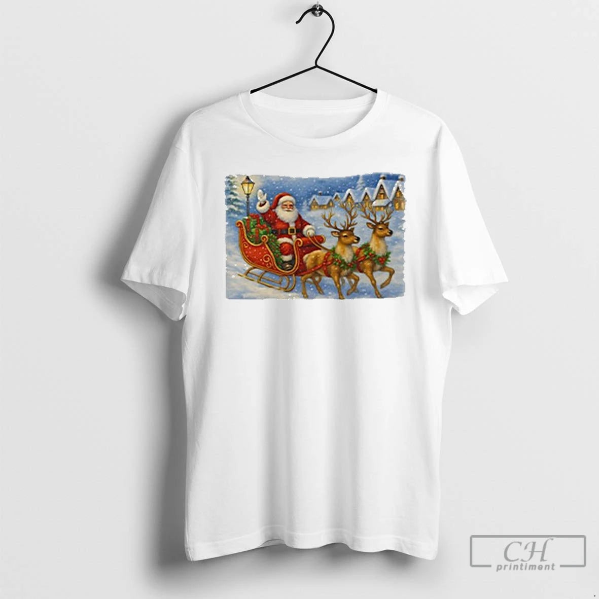 Classic Santa Sleigh Reindeer Christmas
