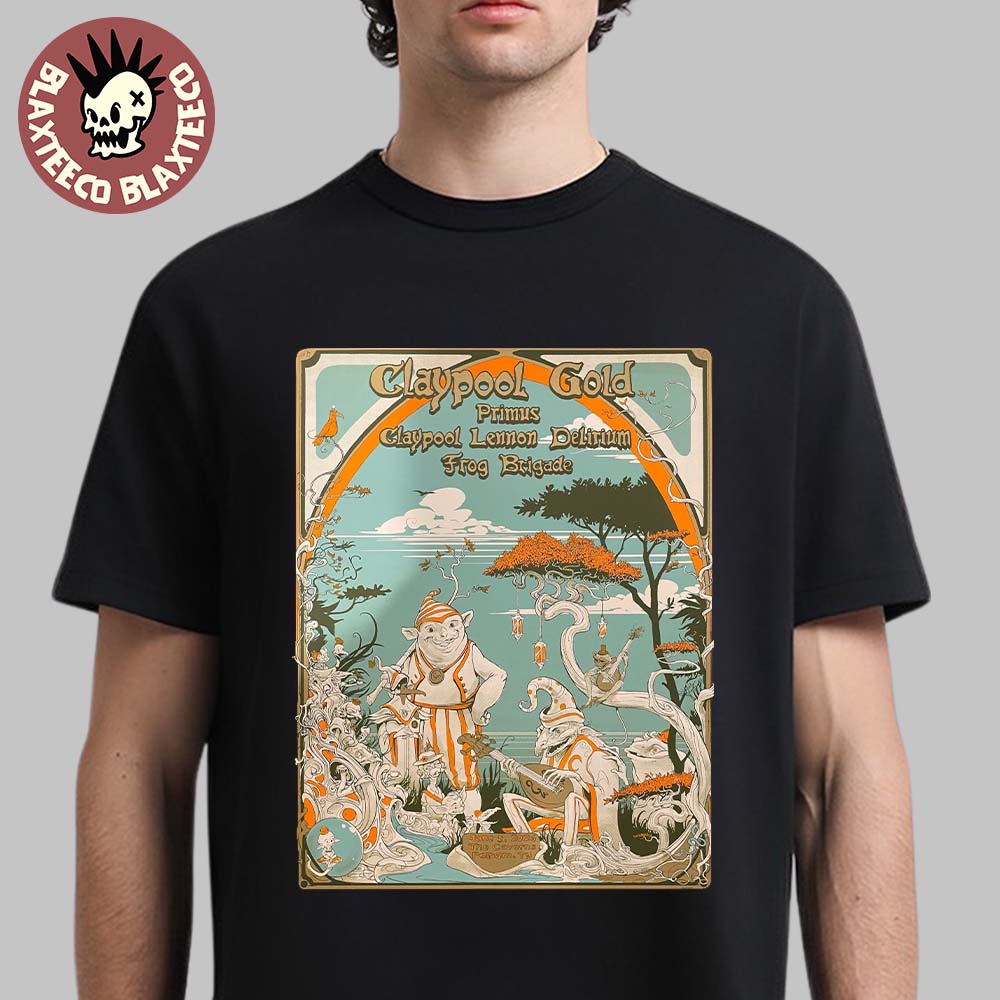 Claypool Gold Primus Claypool Lennon Delirium And Frog Brigade Pelham TN 2026 Gig Poster At The Caverns On June 5 2026 T-Shirt