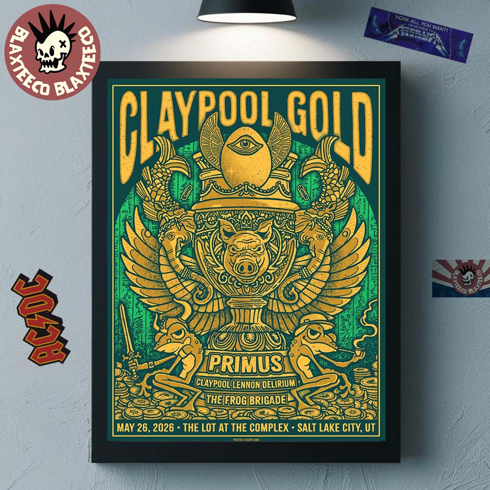 Claypool Gold Primus Claypool Lennon Delirium And The Frog Brigade Salt Lake City Utah 2026 Event Poster At The Lot At The Complex On May 26 2026 Poster Canvas