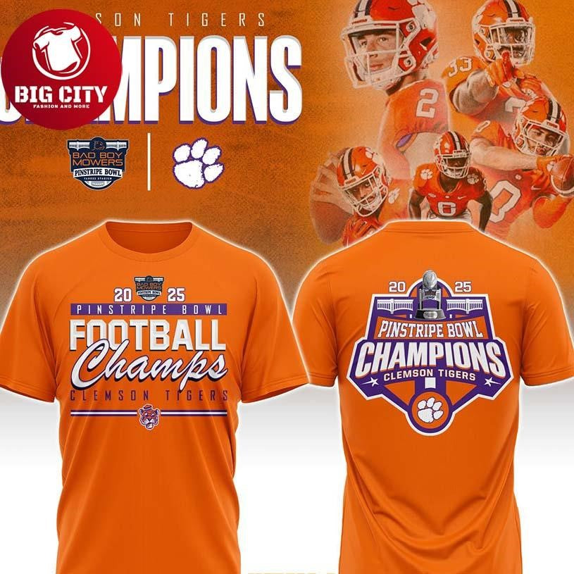 Clemson Tigers Pinstripe Bowl Champions 2025 Two Sided Shirt