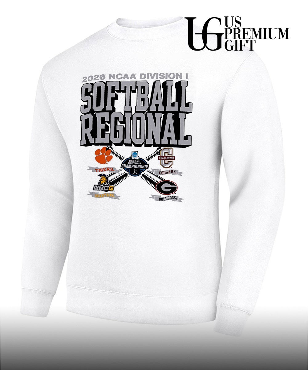 Clemson Tigers and College of Charleston Cougars and UNCG Spartans and Georgia Bulldogs 2026 NCAA Division I Softball Regional logo shirt