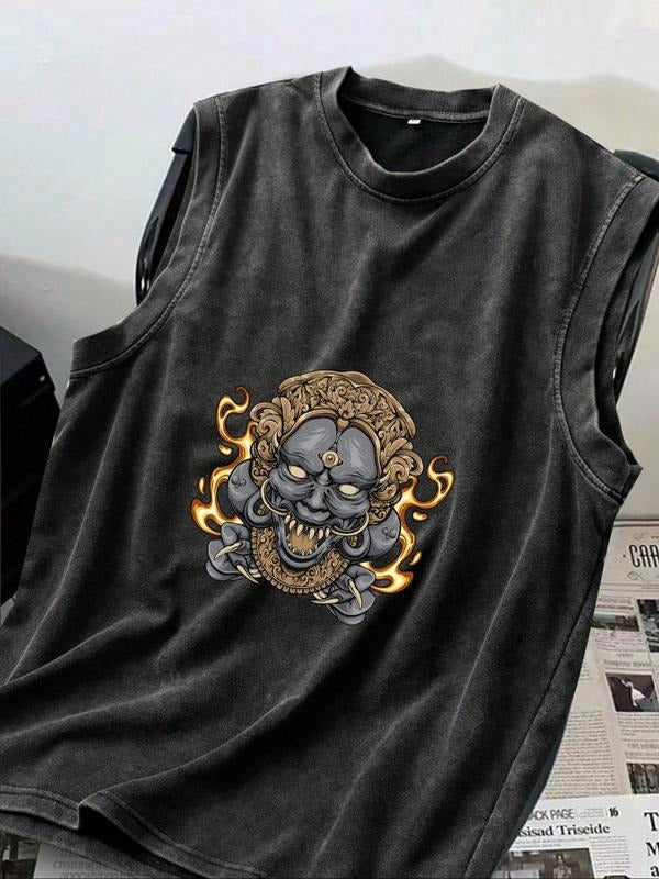 Cotton Vintage Distressed Men'WB shield Sleeveless T-Shirt, Casual Round Neck Top for Summer, Stylish Fashion for Ages Straw hat pirates Hidden leaf ninja 44
