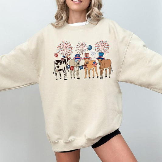 Cow 4th Of July Sweatshirt, Funny Cow Shirt, American Flag Shirt, Independence Day Shirt, Western Shirt, Patriotic Shirt, Farm Animals Sweatshirt