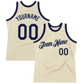 Custom Cream Navy Authentic Throwback Basketball Jersey