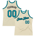 Custom Cream Teal-Black Authentic Throwback Basketball Jersey