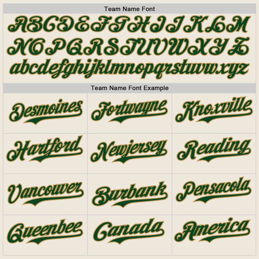 Custom Cream Green-Old Gold Authentic Baseball Jersey