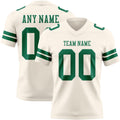 Custom Cream Kelly Green Authentic Football Jersey