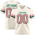 Custom Cream Medium Pink-Kelly Green Authentic Football Jersey