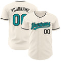 Custom Cream Teal-Black Authentic Baseball Jersey