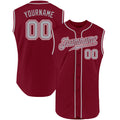 Custom Crimson Gray-White Authentic Sleeveless Baseball Jersey