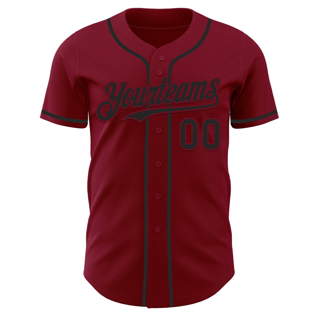 Custom Crimson Black Authentic Baseball Jersey