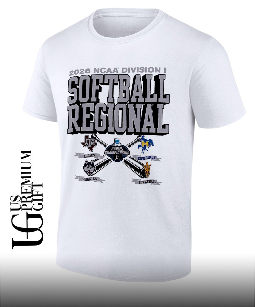 Texas A&M and McNeese State and Arizona State and Washington 2026 NCAA Division I Softball Regional logo T-shirt