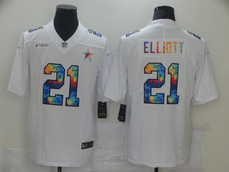 Dallas Cowboys #21 Ezekiel Elliott White Rainbow 824