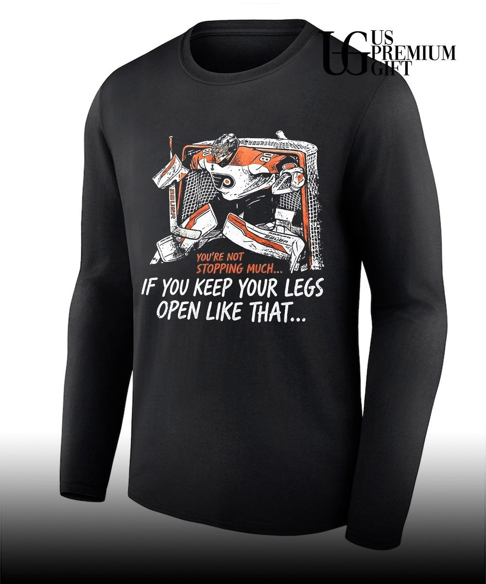 Dan Vladar you’re not stopping much if you keep your legs open like that Philadelphia Flyers NHL shirt