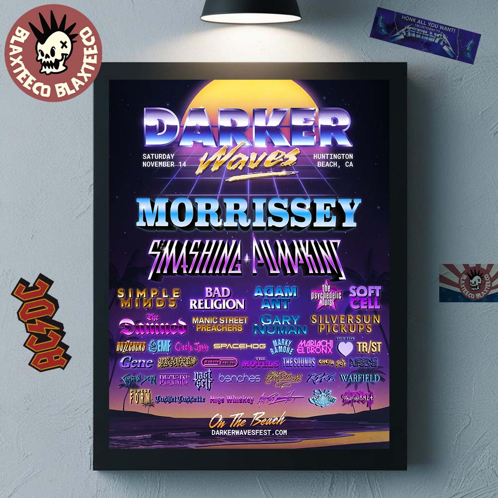 Darker Waves 2026 Festival Full Lineup In Huntington Beach California On November 14 2026 Home Decor Poster Canvas
