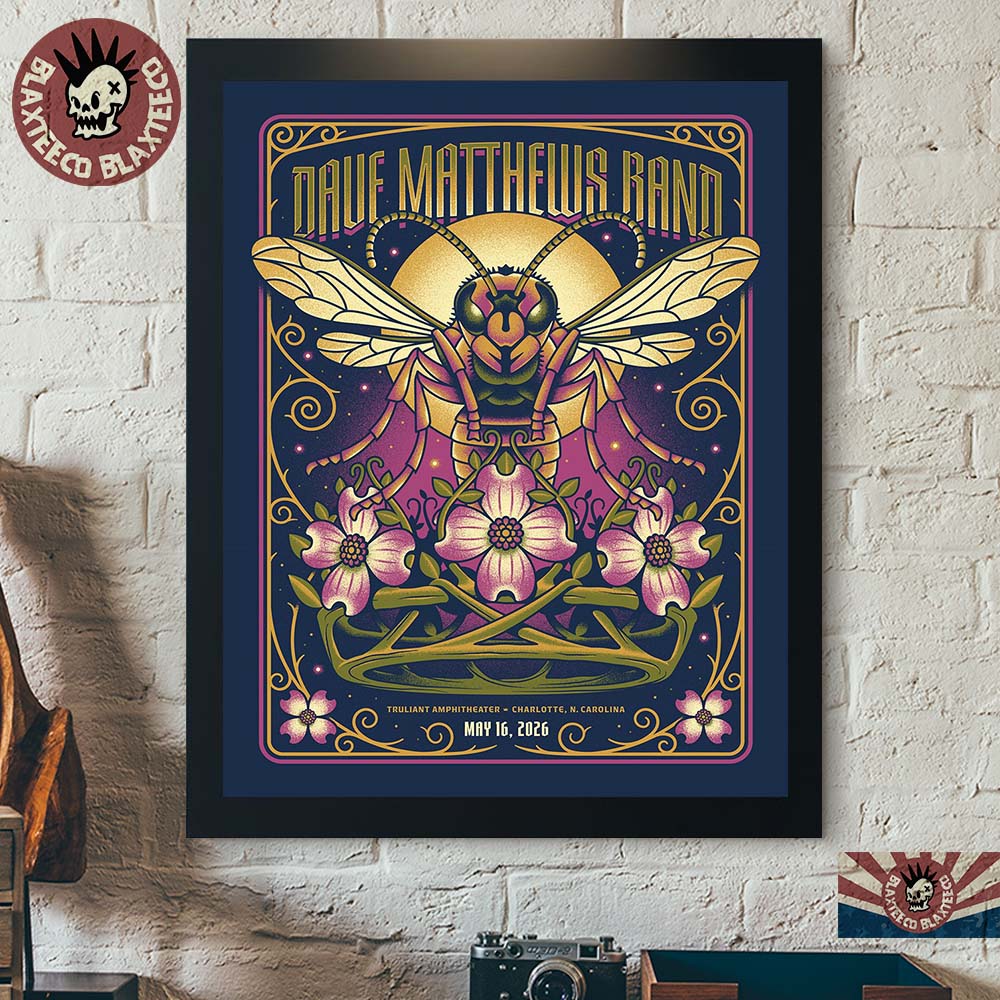 Dave Matthews Band Charlotte North Carolina 2026 Gig Poster At Trulitant Amphitheater On May 16 2026 Home Decor Poster Canvas