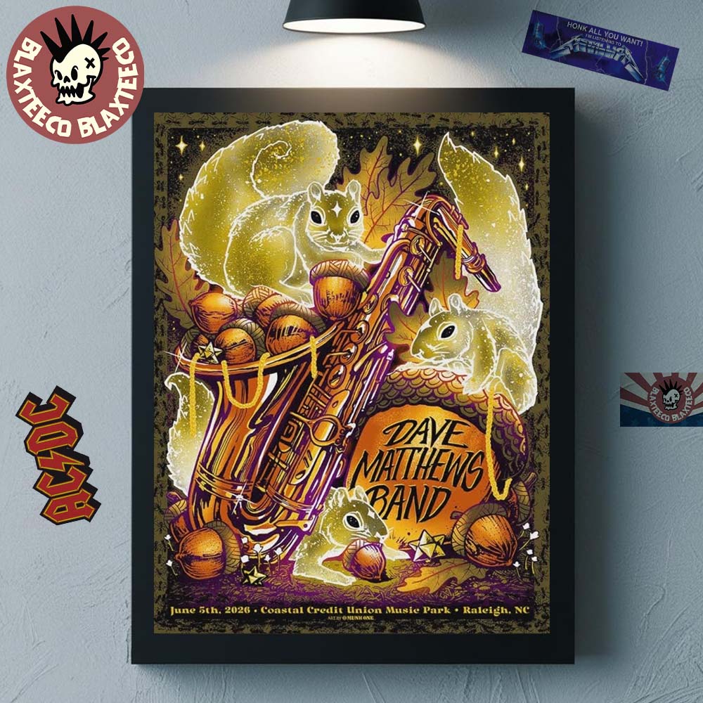 Dave Matthews Band Raleigh North Carolina 2026 Gig Poster At Coastal Credit Union Music Park On June 5 2026 Home Decor Poster Canvas