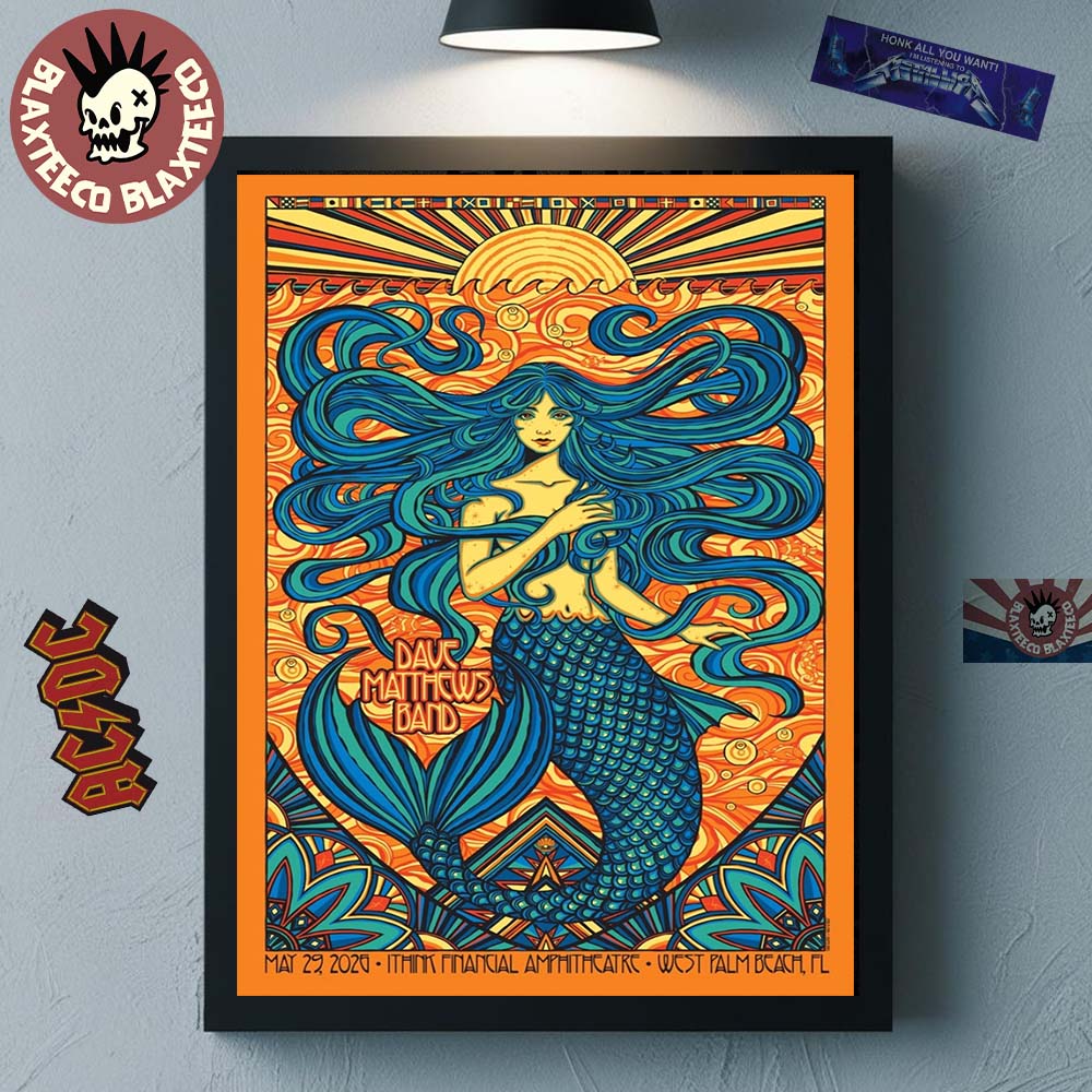Dave Matthews Band West Palm Beach Florida 2026 Night 1 Event Poster At IThink Financial Amphitheatre On May 29 2026 The Mermaid Art Decor Poster Canvas