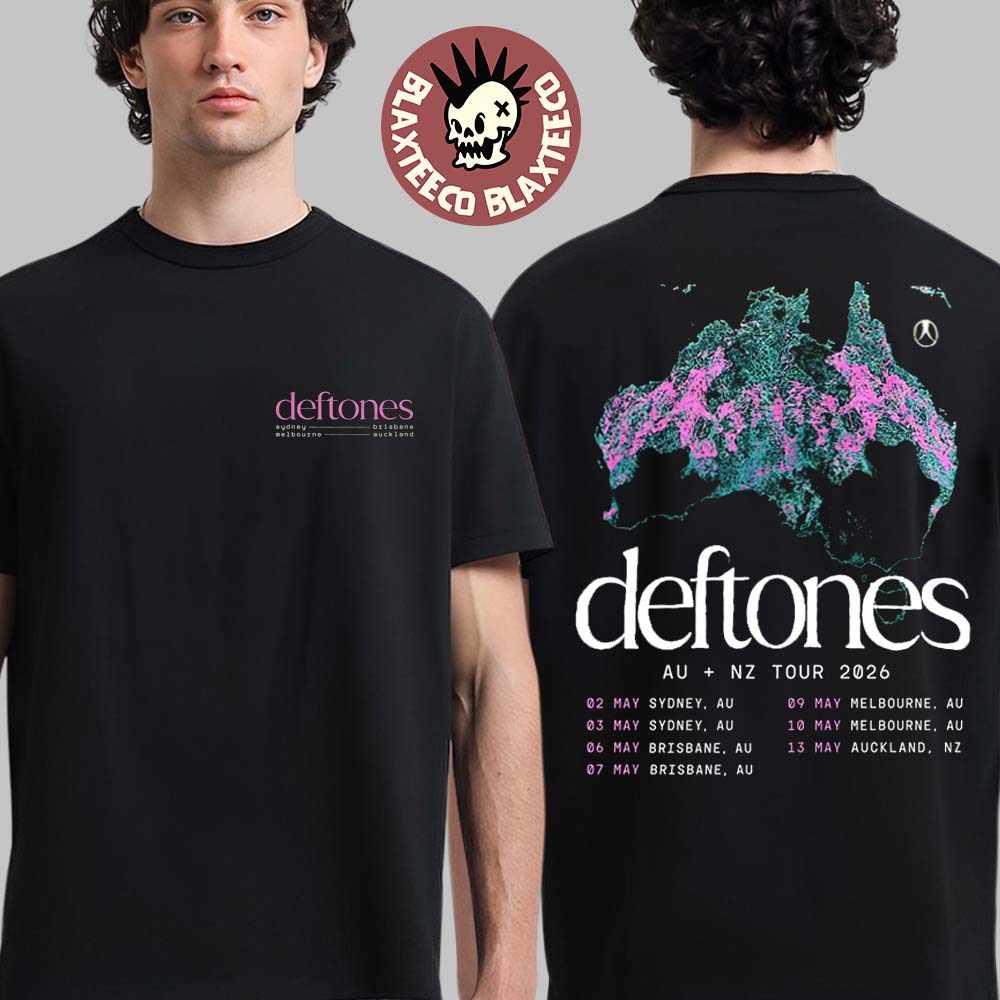 Deftones Australia And New Zealand Tour 2026 Merch Logo With Dates Back Two Sided T-Shirt