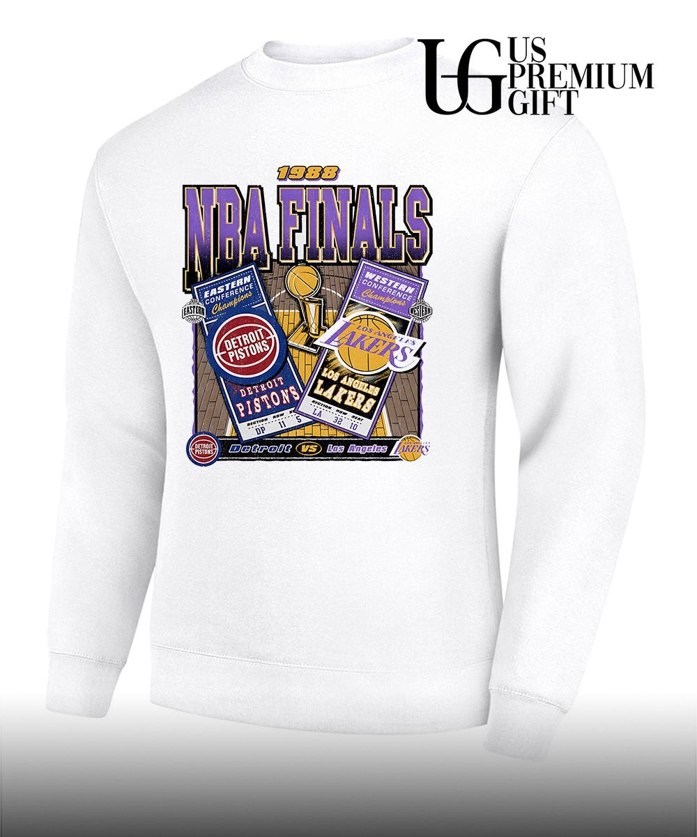 Detroit Pistons vs Los Angeles Lakers 1988 NBA Finals dueling vintage shirt