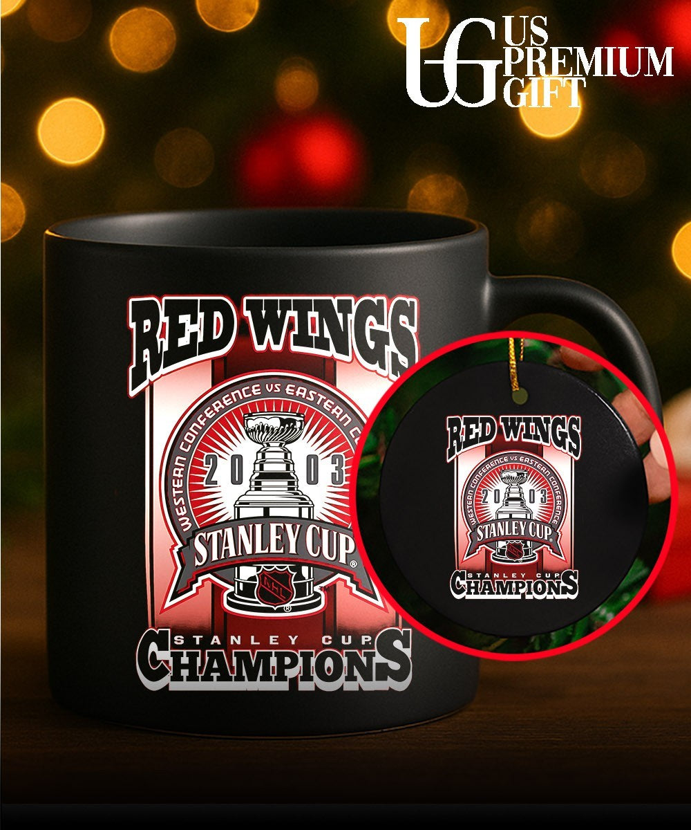 Detroit Red Wings NHL Stanley Cup Champions 2003 trophy graphic shirt
