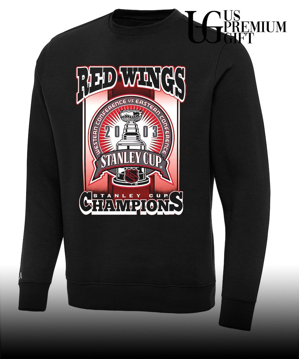 Detroit Red Wings NHL Stanley Cup Champions 2003 trophy graphic shirt