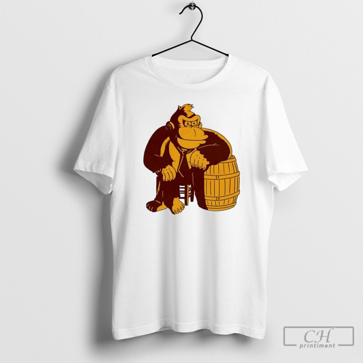 Donkey Kong Gorilla Sitting On A Barrel Video Game Shirt Tee