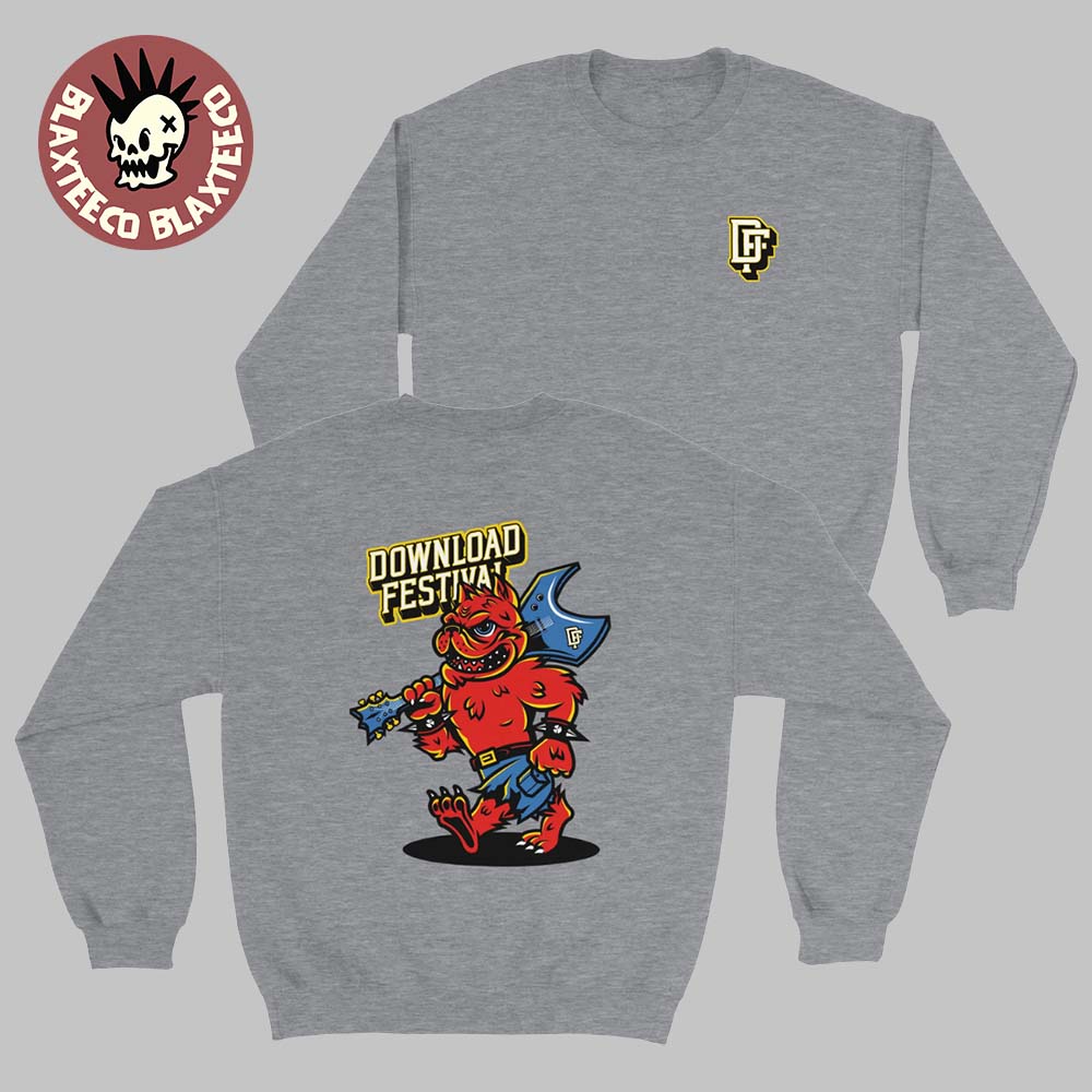 Download Festival 2026 Merch In Donnington UK From 10 To 14 June 2026 Hellhound Mascot Grey Sweatshirt