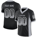 Custom Black Gray-White Drift Fashion Football Jersey