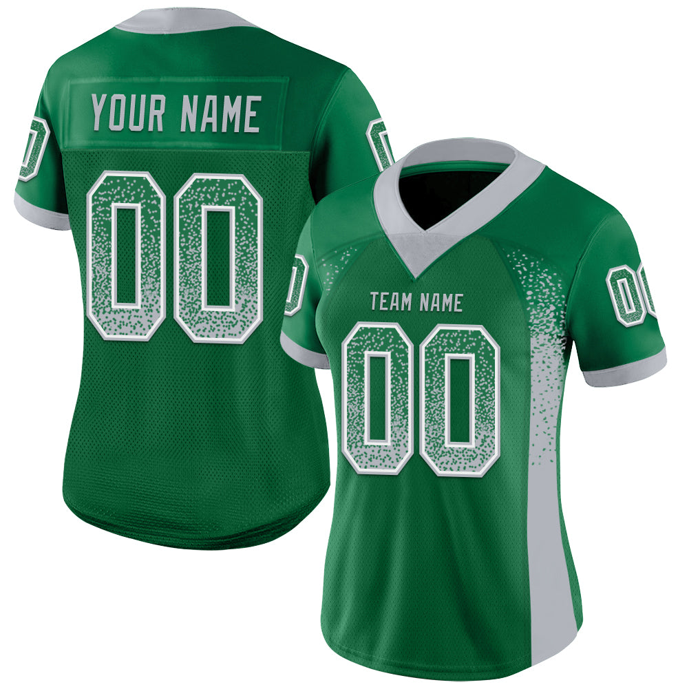 Custom Kelly Green Gray-White Drift Fashion Football Jersey