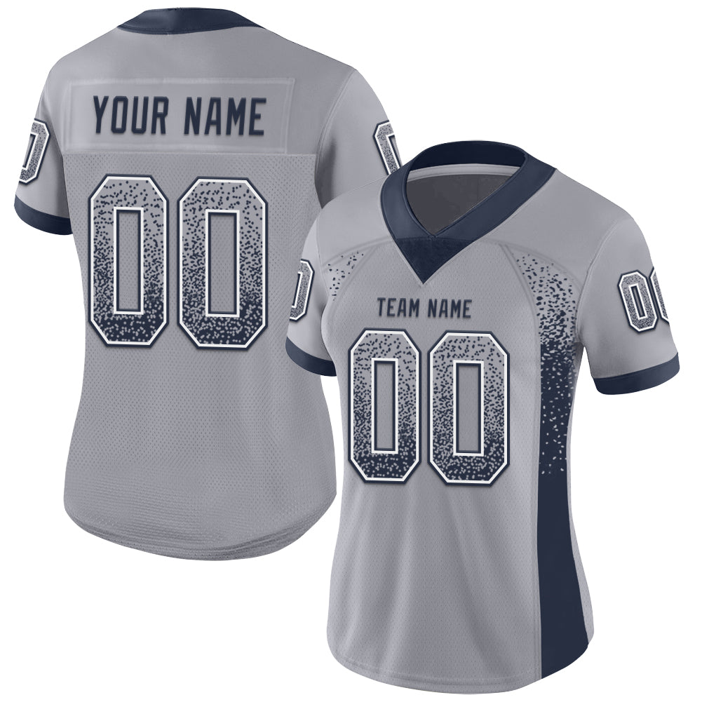 Custom Gray Navy-White Drift Fashion Football Jersey
