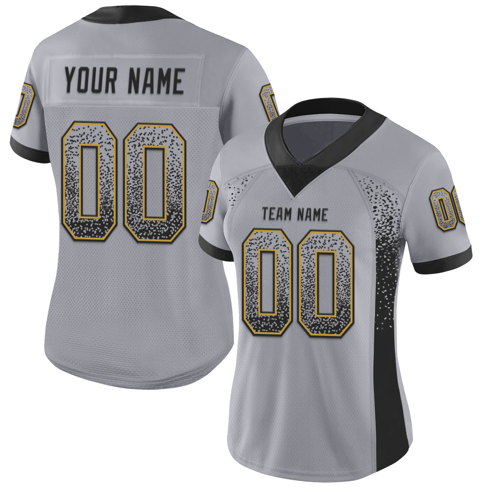 Custom Gray Black-Old Gold Drift Fashion Football Jersey
