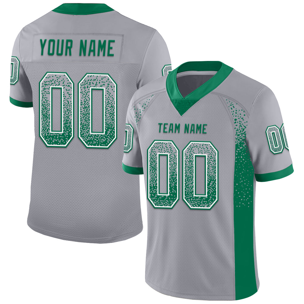 Custom Gray Kelly Green-White Drift Fashion Football Jersey