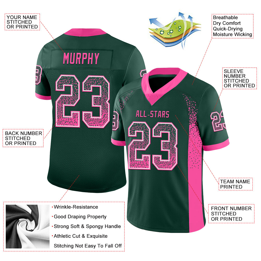 Custom Green Pink-White Drift Fashion Football Jersey