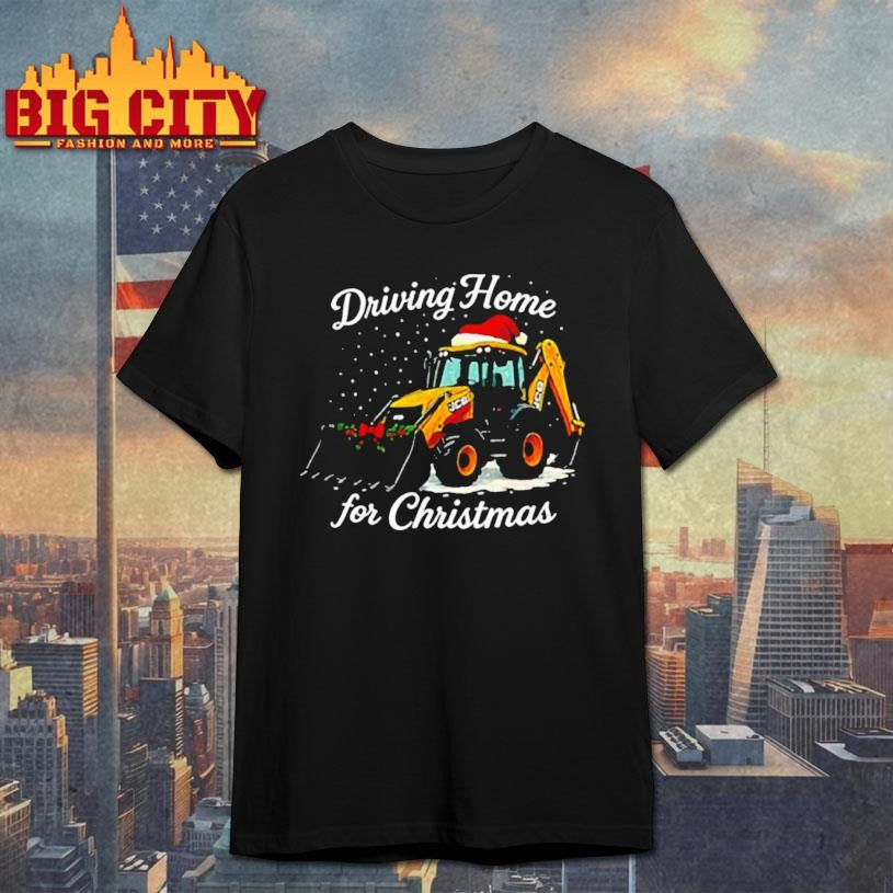 Driving home for Christmas JCB excavator-loader shirt