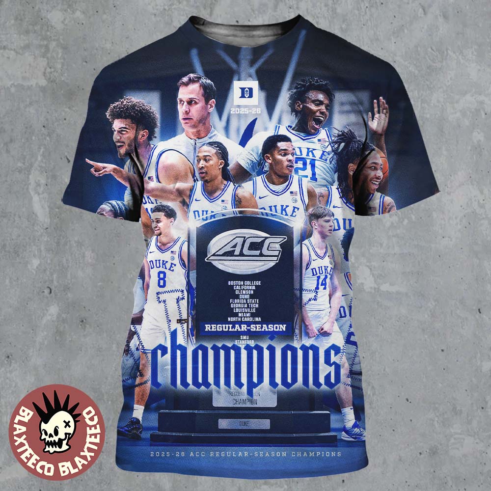 Duke Blue Devils Men’s Basketball 2025 2026 ACC Regular Season Champions All Over Print Shirt