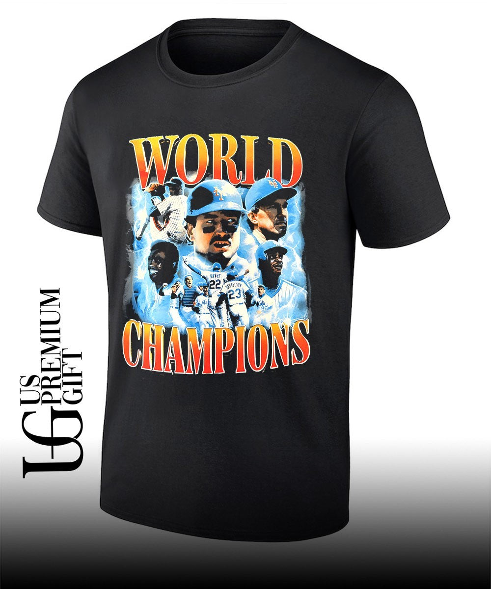 Dwight Gooden Darryl Strawberry Gary Carter Mookie Wilson New York Mets celebrating baseball 1986 World Series Champions MLB graphic vintage shirt