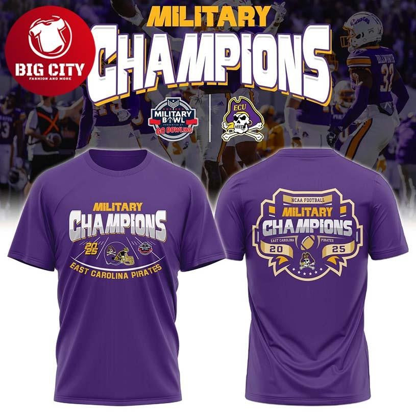 East Carolina Pirates Military Bowl 2025 Champions Two Sided Shirt