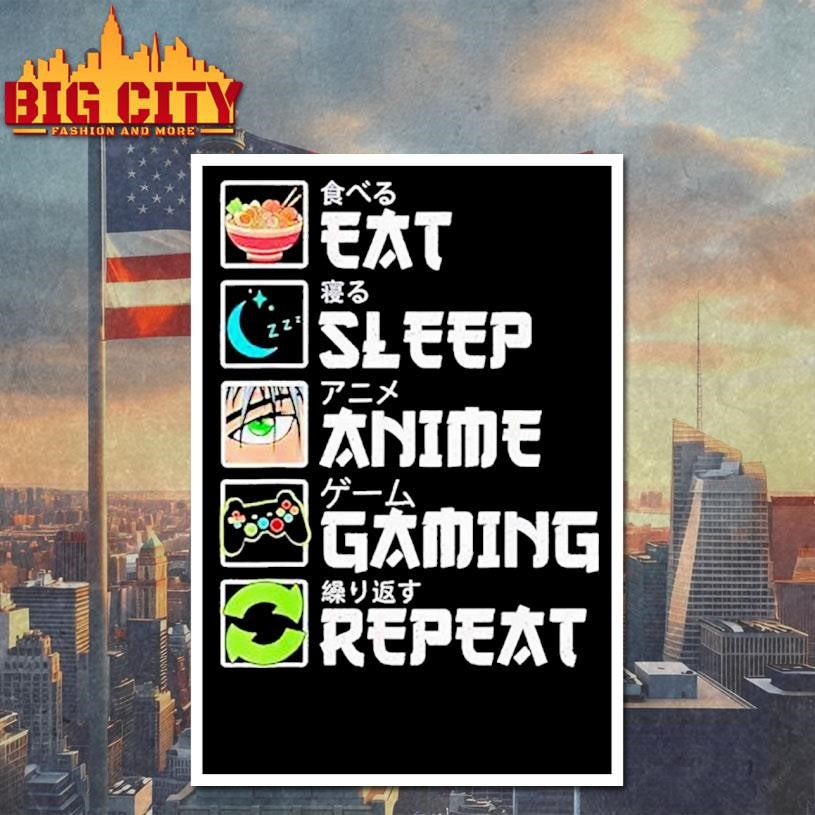 Eat Sleep Anime Gaming Repeat Gamer Shirt