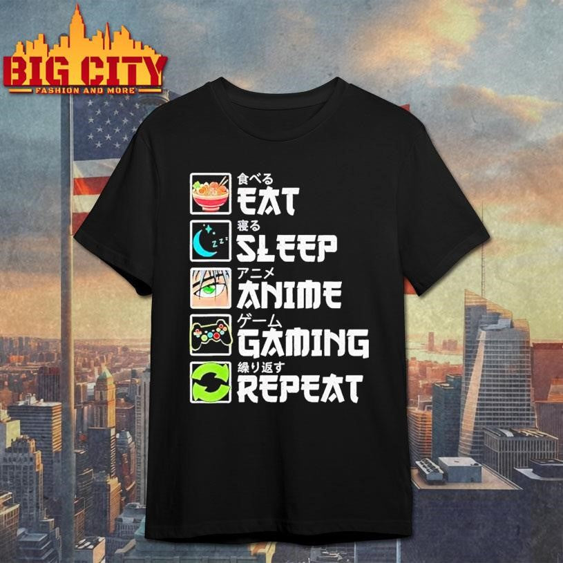 Eat Sleep Anime Gaming Repeat Gamer Shirt