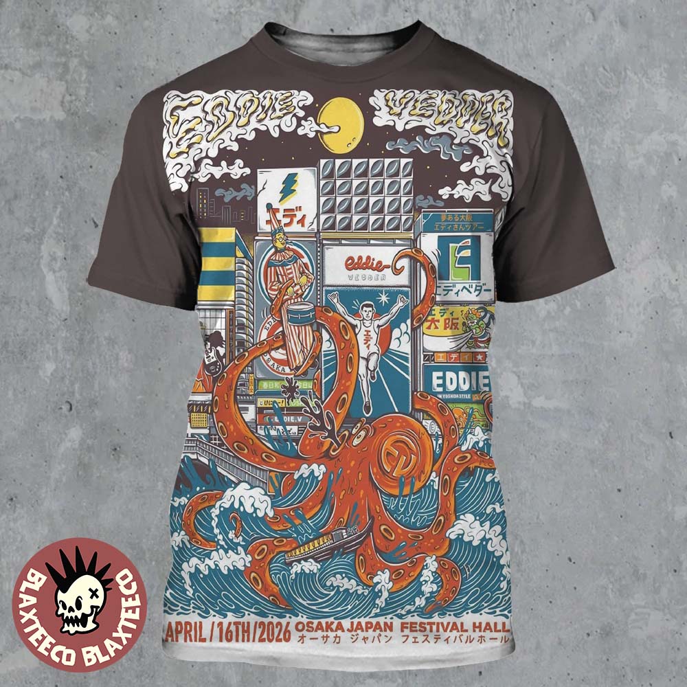 Eddie Vedder Osaka Japan 2026 Venue Poster At Festival Hall On April 16 2026 All Over Print Shirt
