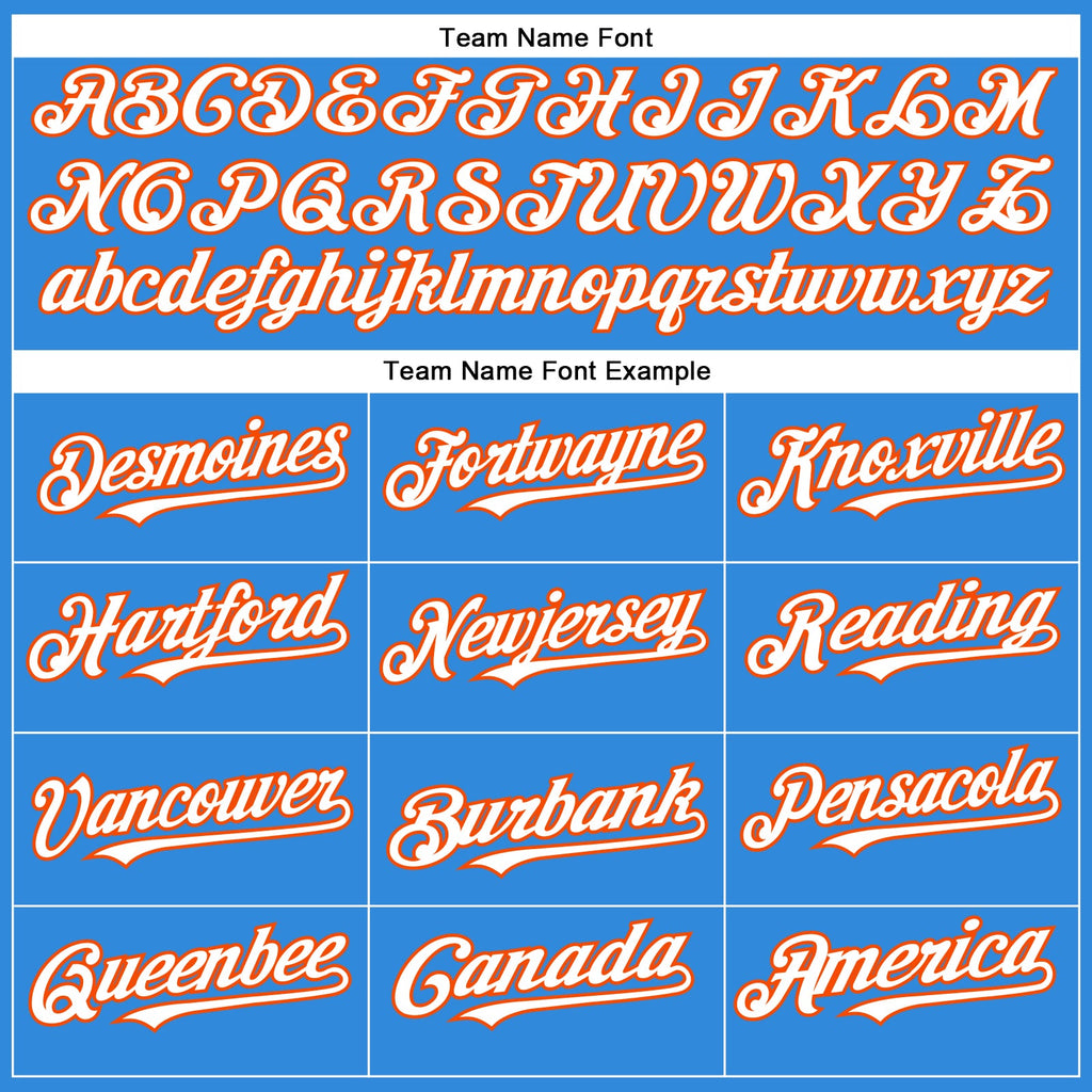 Custom Electric Blue White-Orange Authentic Baseball Jersey