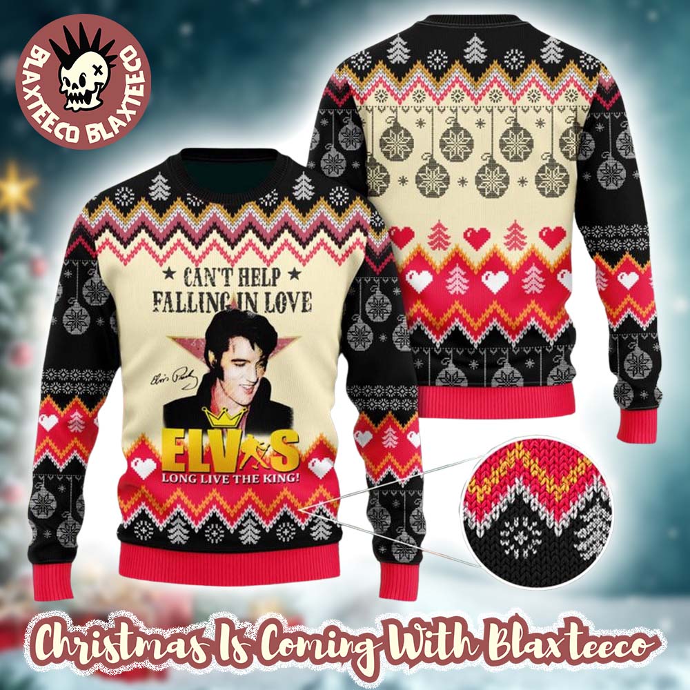 Elvis Presley Long Live The King Gift For Fans Can’t Help Falling In Love 2025 Ugly Christmas Sweater