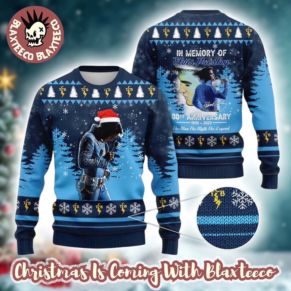 Elvis Presley The Man The Myth The Legend In Memory Of Elvis Presley Christmas Sweater
